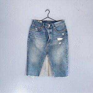 Levis High-Rise Deconstructed Midi Denim Skirt Size 29